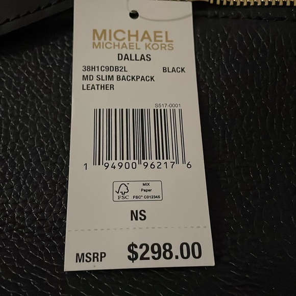 NWT 🆕✨ MICHAEL KORS DALLAS SLIM LEATHER BACKPACK 🎒 BLACK - Picture 7 of 11